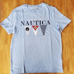 Nautica Graphic T-shirt Powder Blue 100% cotton Men's Size XS NWOT Coastal Shore